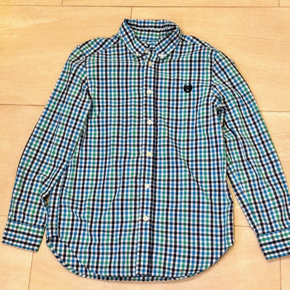 Boy's Teal & Turquois Chaps Button Up Dress Shirt - Size Large 14/16